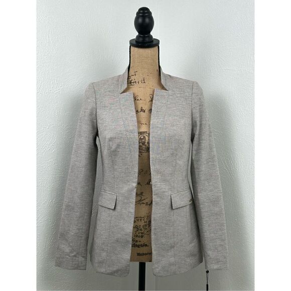 Calvin Klein Women’s Petite Linen Blend-Blazer Otter/White Size 2P - Picture 1 of 14